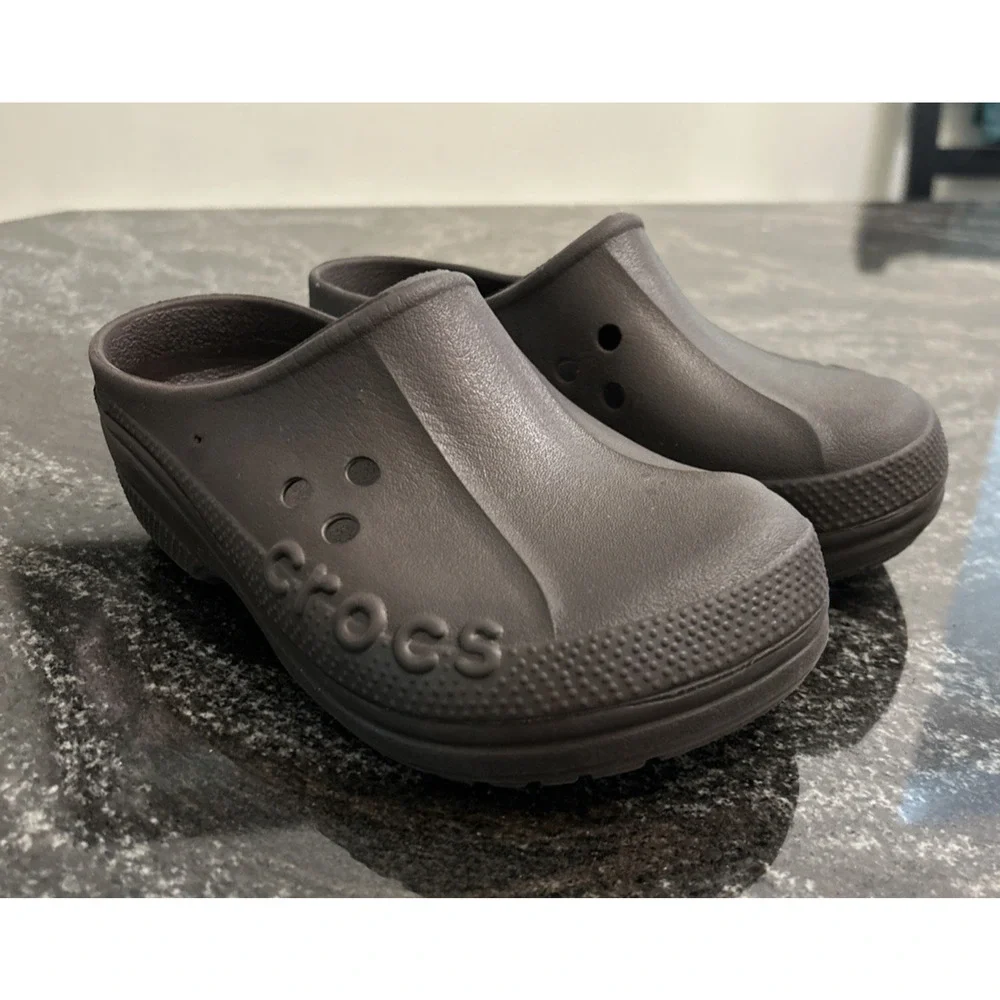 CROCS Shoes Slip On Clog Kids Sz J1 Brown Casual Sandal Rubber